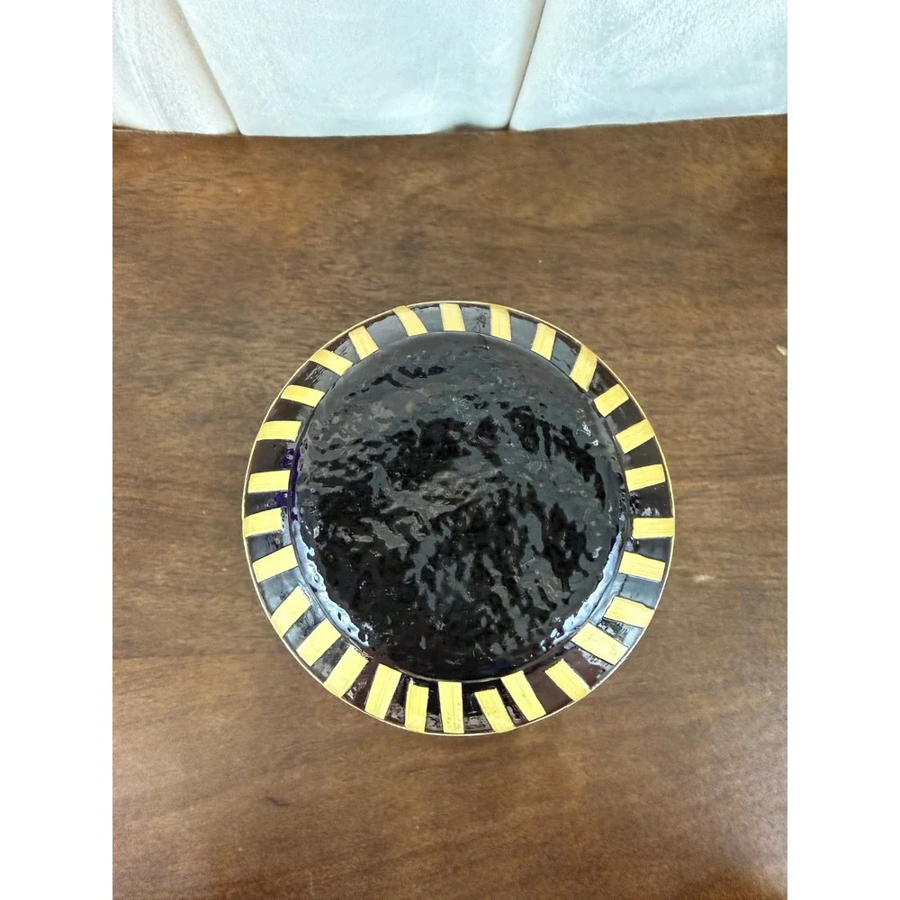 VTG‎ Black and Seagrass Bamboo Geometric Pattern Stoneware 6